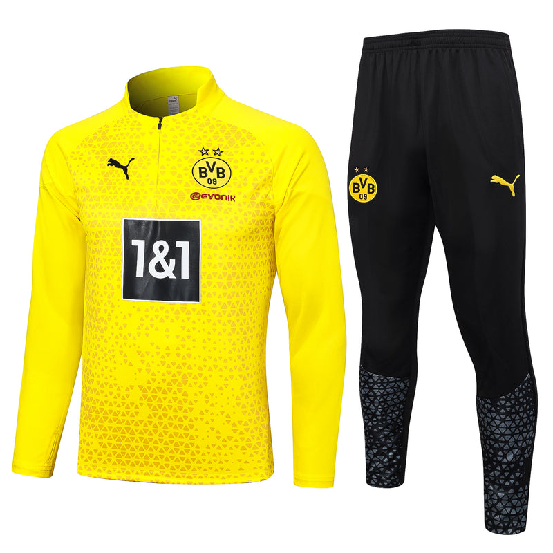 Fato de Treino Borussia Dortmund 23/24 Amarela Com Zíper