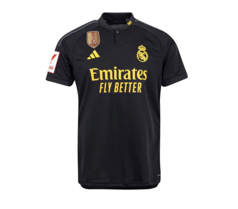 Real Madrid III Shirt with La Liga Patch + CWC 23/24 - Black and Yellow
