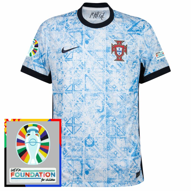 Maillot de l'équipe nationale du Portugal II 24/25 [avec ensemble de patchs de qualification pour l'Euro 2024] - Carreau