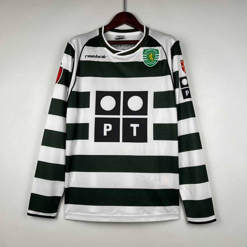Retro Home 2002/2003 Long Sleeve Jersey - Green and White