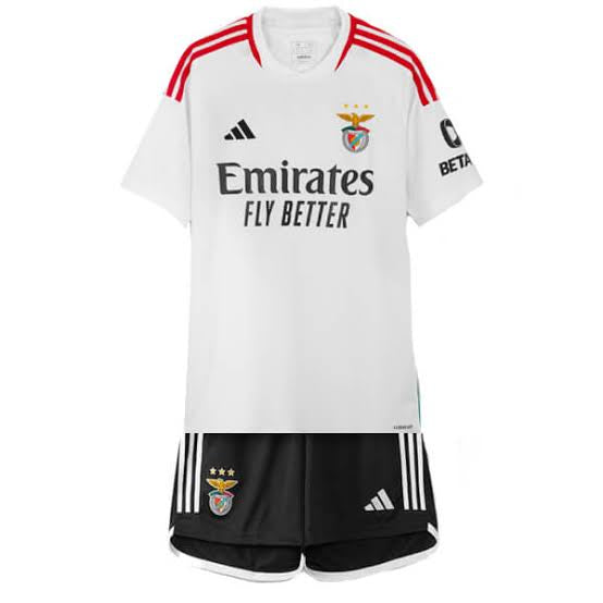 Benfica Away 23/24 Children's Kit - Red and White