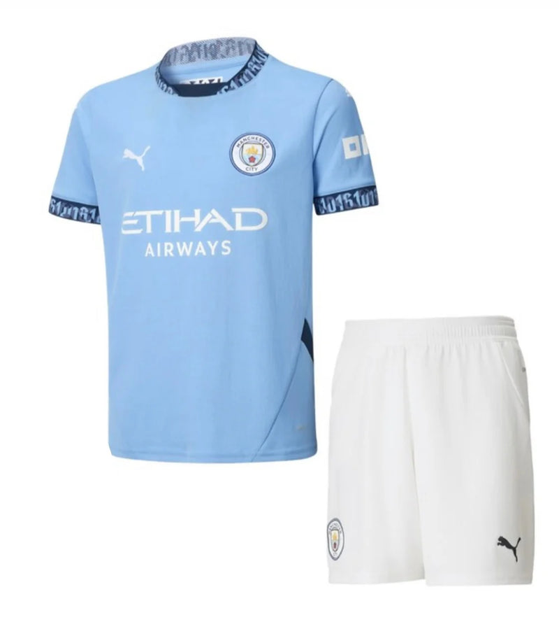 Kit Infantil Manchester City I 24/25 - Azul e Branco