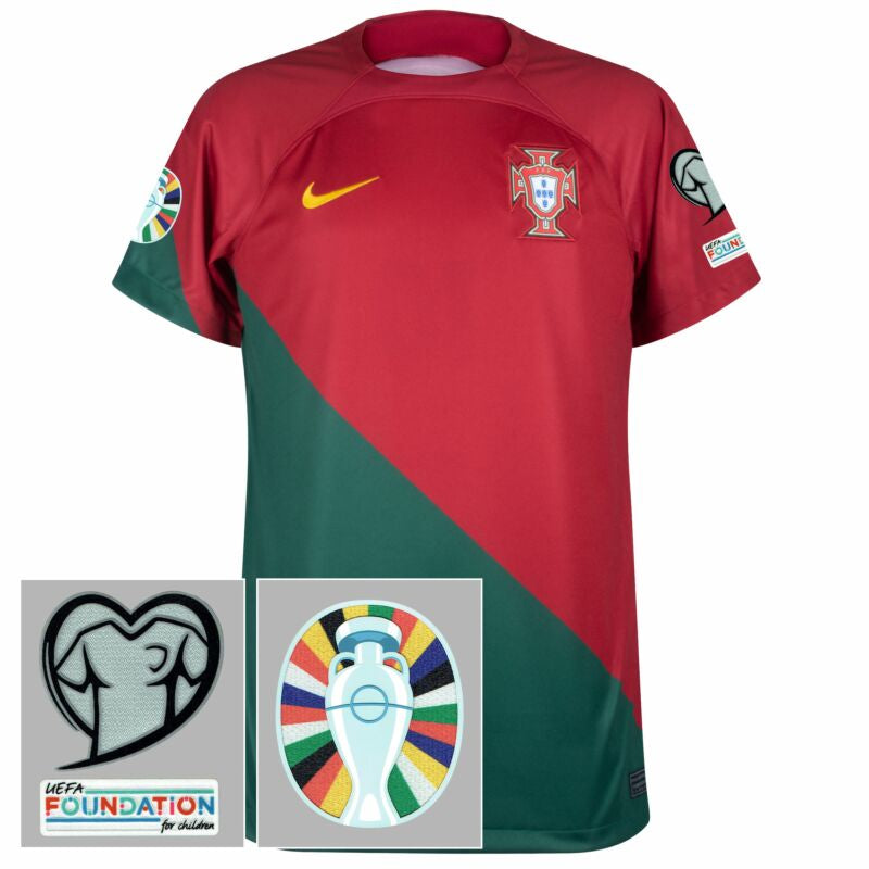 Camisola Seleção Portugal I 2022 [Com Conjunto de Patch Qualificação Euro 2024] - Vermelho