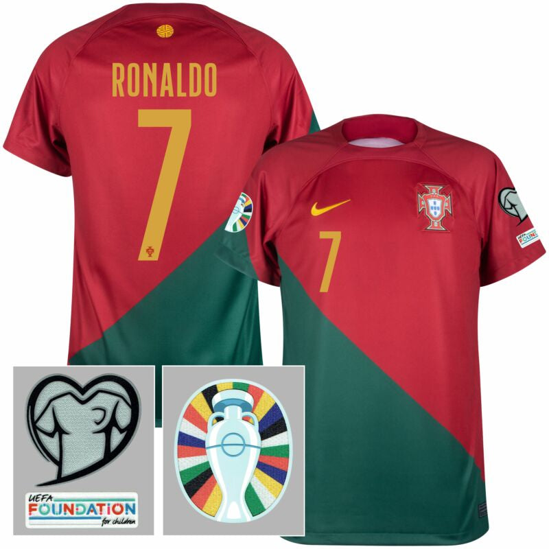 Camisola Portugal I [Com Patch de Qualificação Euro 2024] 22/23 - Vermelho - Ronaldo
