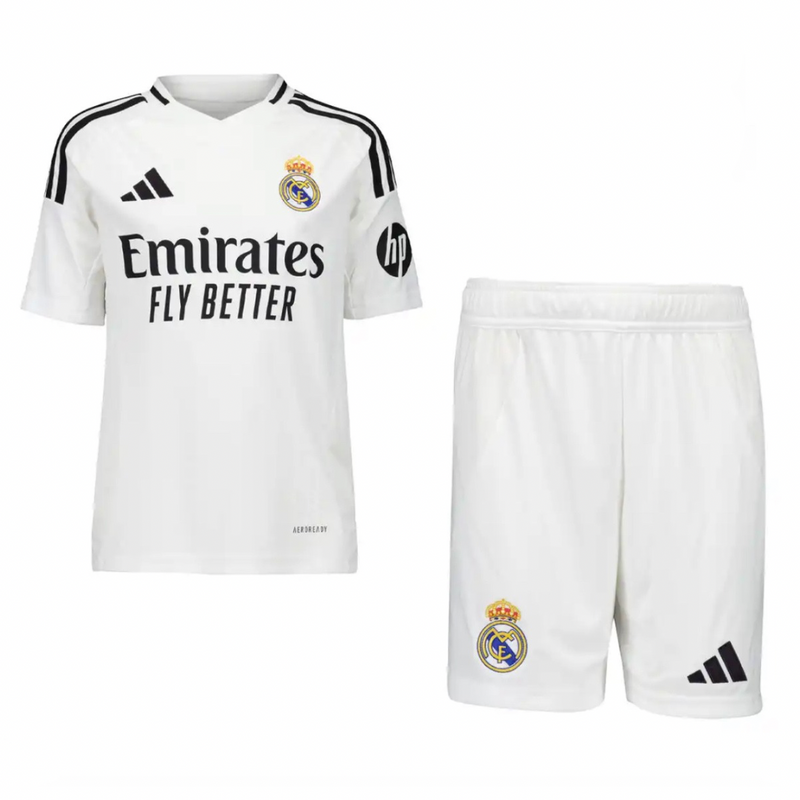 Kit Enfant Real Madrid I 24/25 - Blanc avec parrainage HP