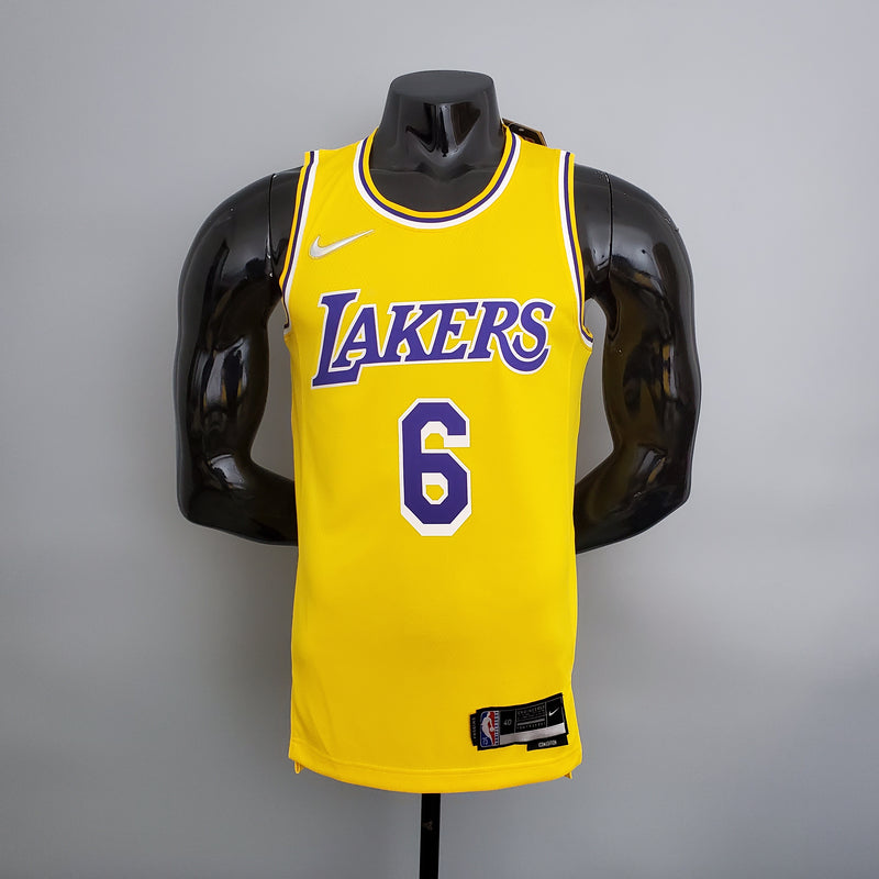 Maillot NBA Los Angeles Lakers 75e anniversaire pour hommes - Jaune