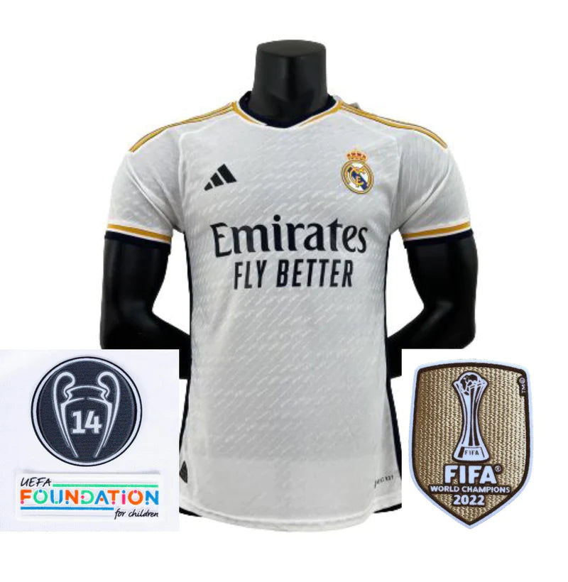 Real Madrid I Jersey with Champions Patch and FIFA 23/24 - Men's Player White