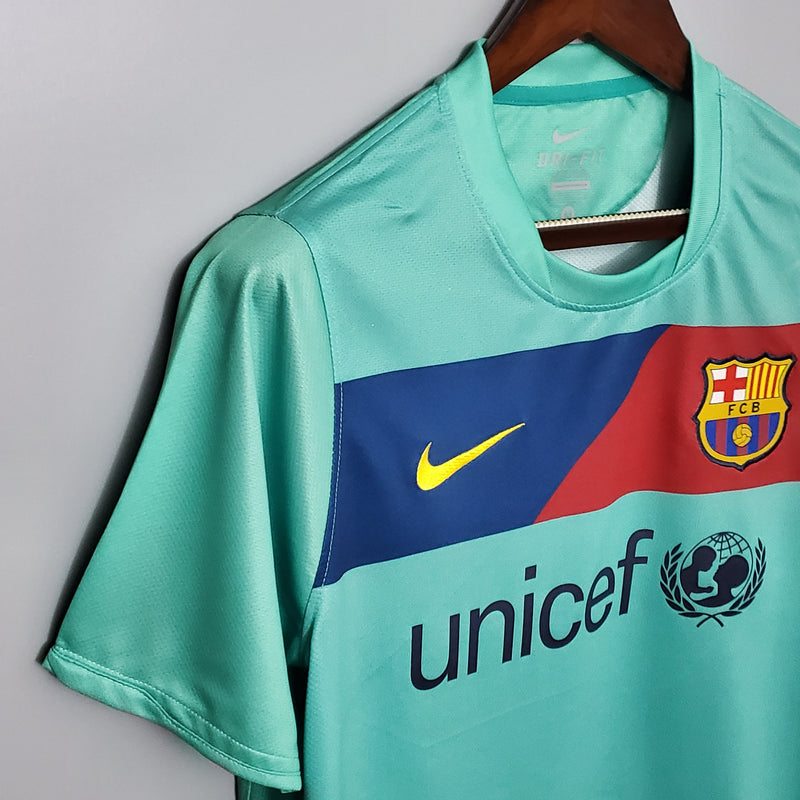 Barcelona Away 10/11 Jersey - Blue and Green