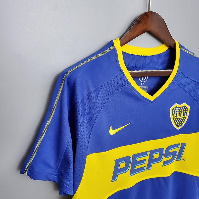 Camisola Boca Juniors Retrô 03/04 Azul e Amarela