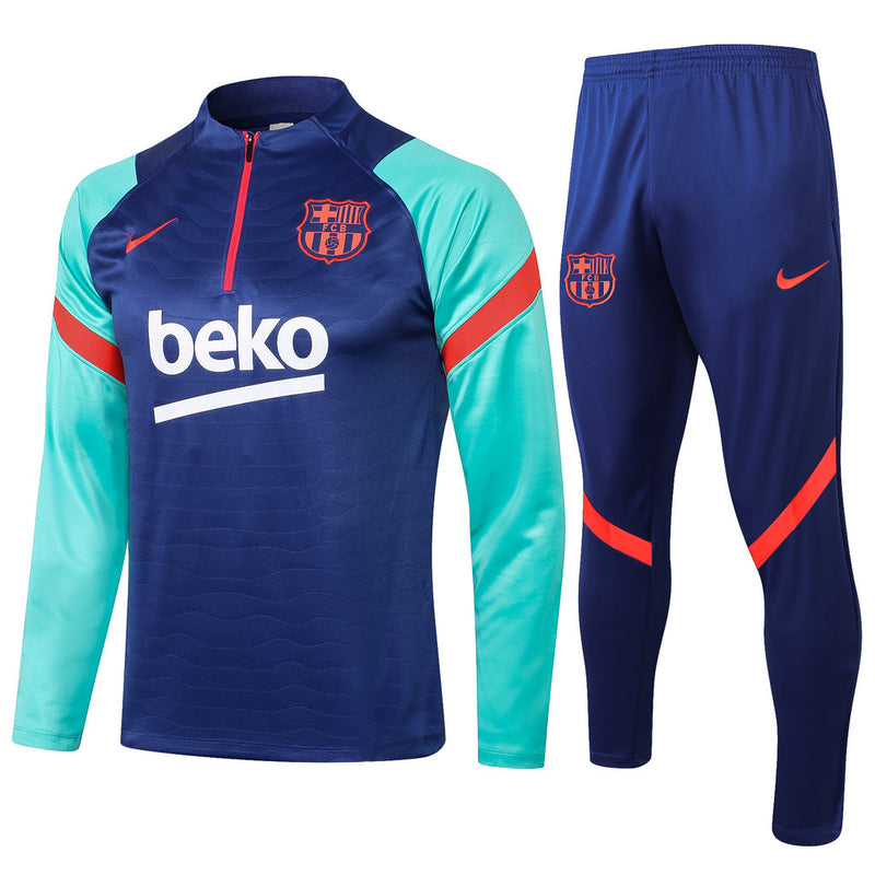 Barcelona 21/22 Tracksuit Blue With Zipper