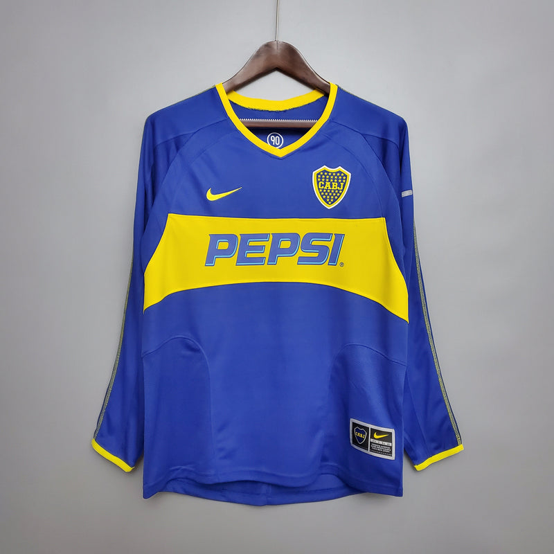 Boca Juniors 03/04 Long Sleeve Jersey - Blue and Yellow
