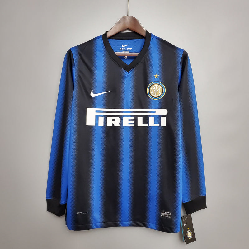 Inter Milan I 10/11 Long Sleeve Shirt - Blue and Black