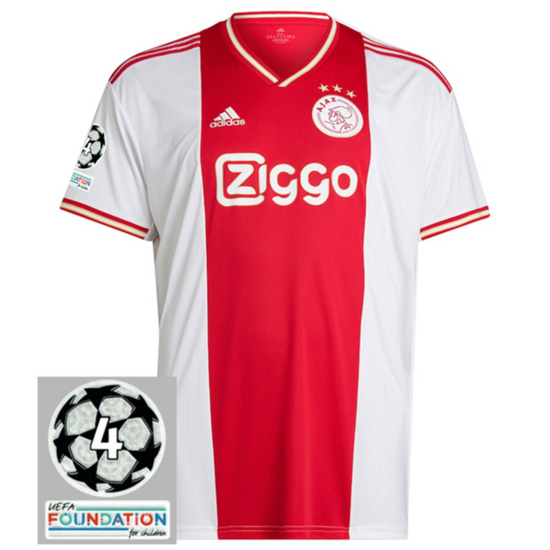 Camisola Ajax I [Patch Champions League] 21/22 - Branco e Vermelho