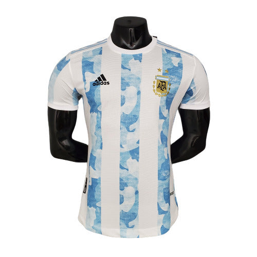 Camisola Argentina I 2021 - Branca e Azul Masculino Jogador