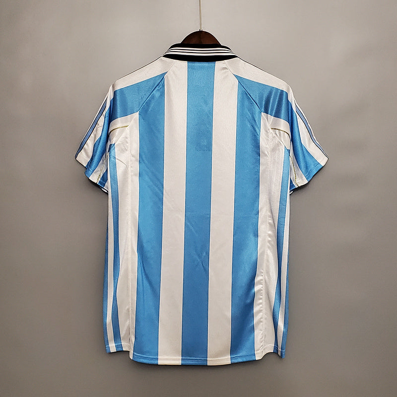 Maillot rétro de l'équipe nationale d'Argentine 1998, bleu et blanc -