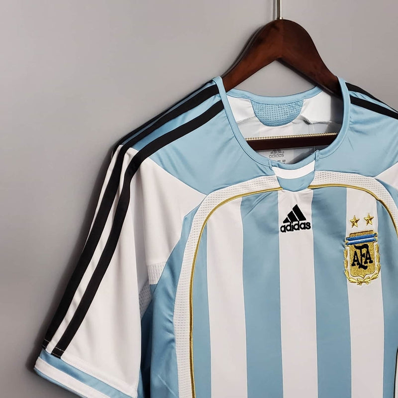 Maillot de l'équipe nationale argentine rétro 2006 bleu et blanc-