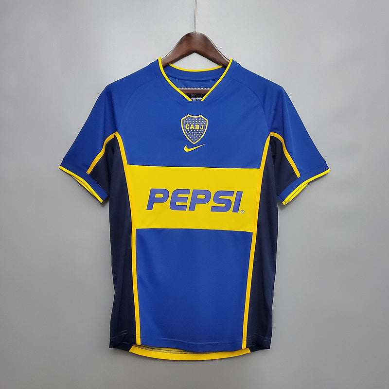 Camisola Boca Juniors Retrô 2002 Azul e Amarela -