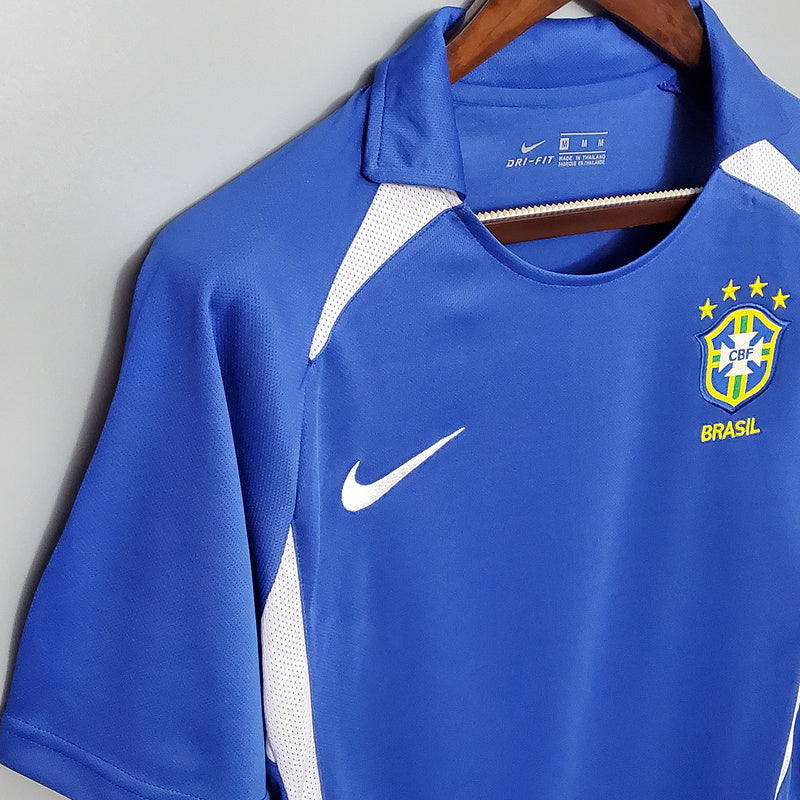 Maillot rétro de l'équipe nationale brésilienne 2002 bleu -
