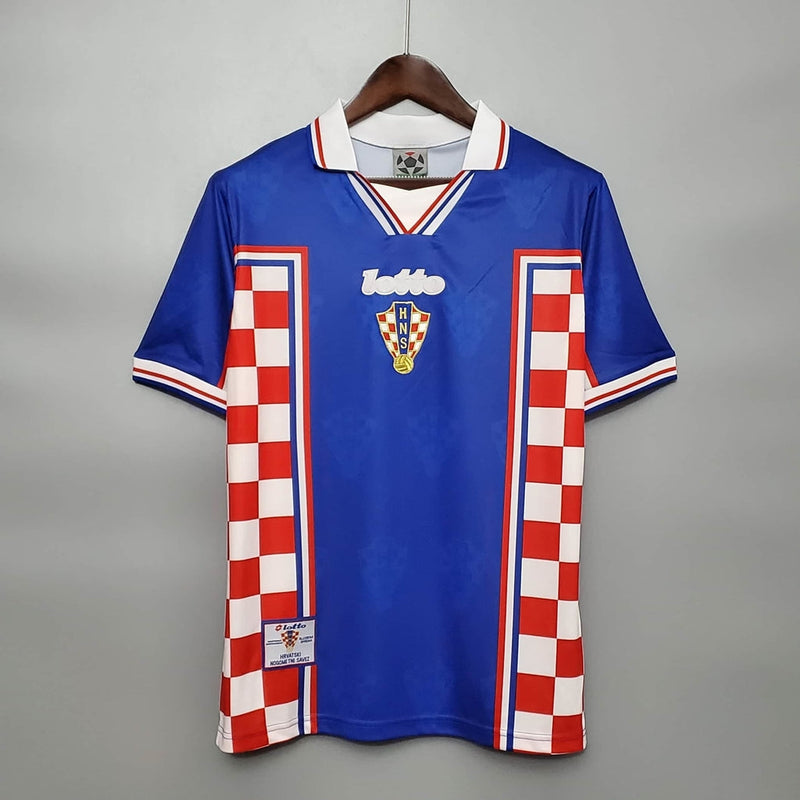 Camisola Croácia Retrô 1998 Azul, Vermelha e Branca - Lotto