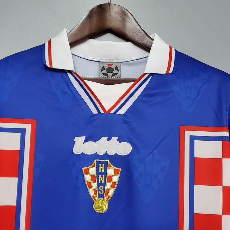 Camisola Croácia Retrô 1998 Azul, Vermelha e Branca - Lotto
