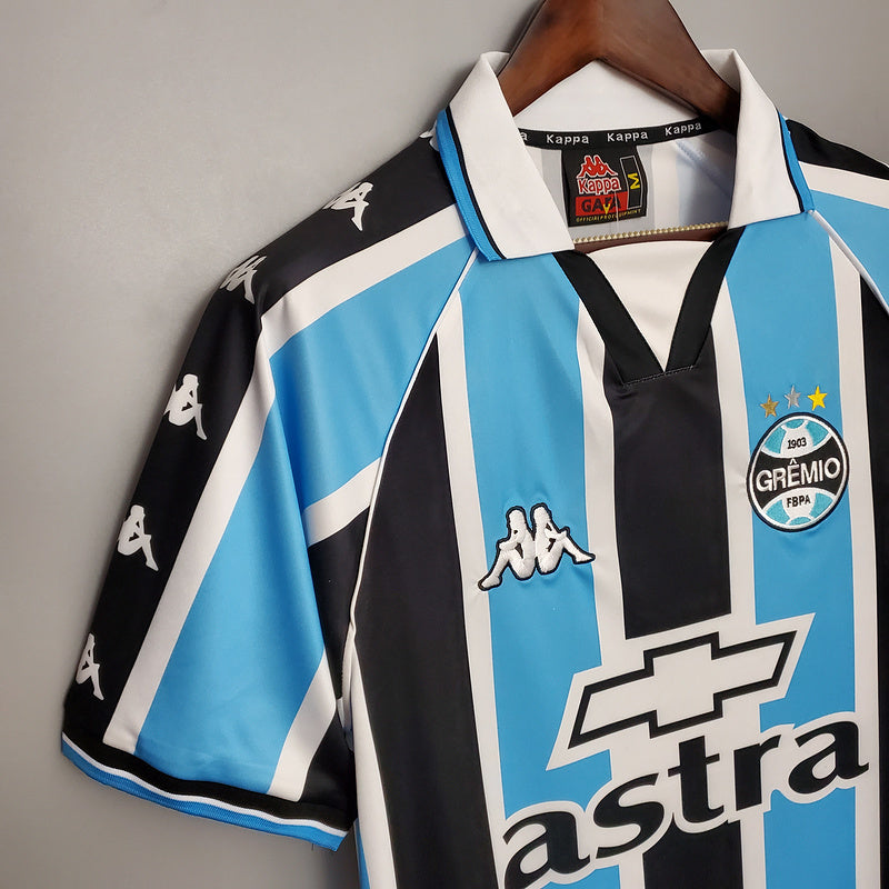Camisola Grêmio Retrô 2000 Azul e Preta -