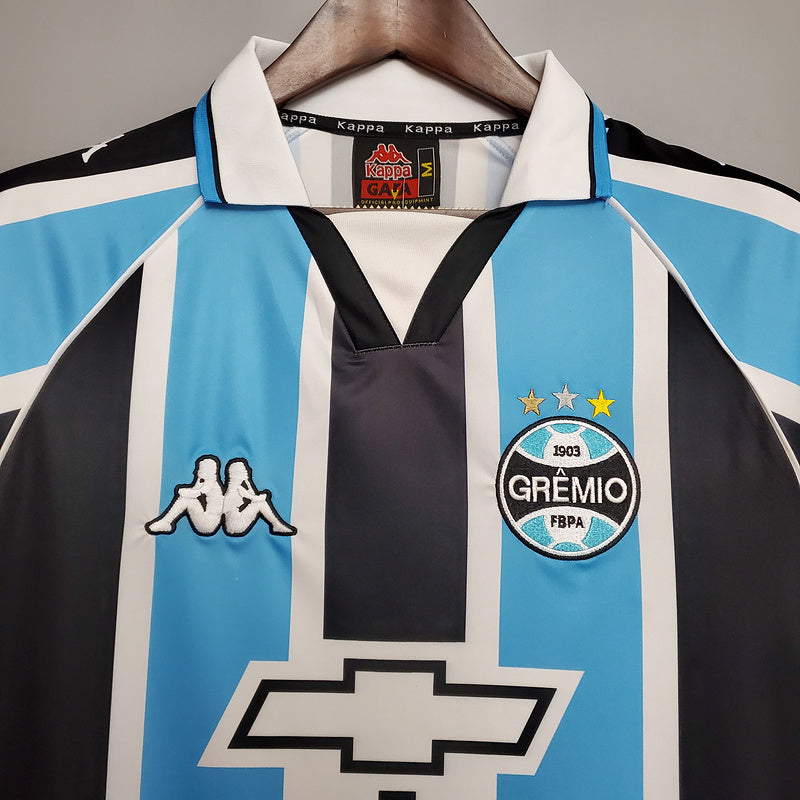 Camisola Grêmio Retrô 2000 Azul e Preta -