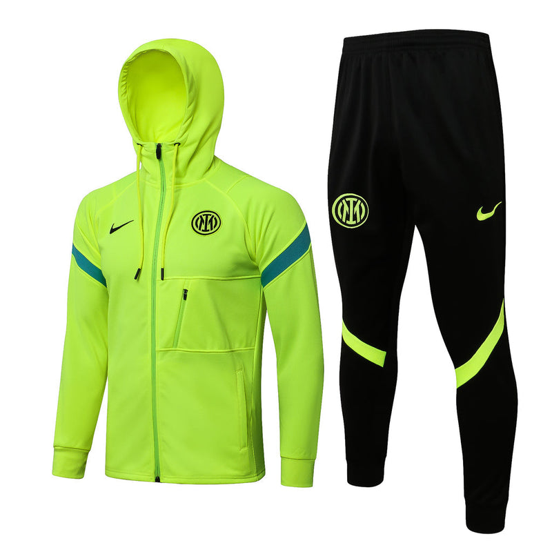Inter Milan 21/22 Tracksuit Green With Hood
