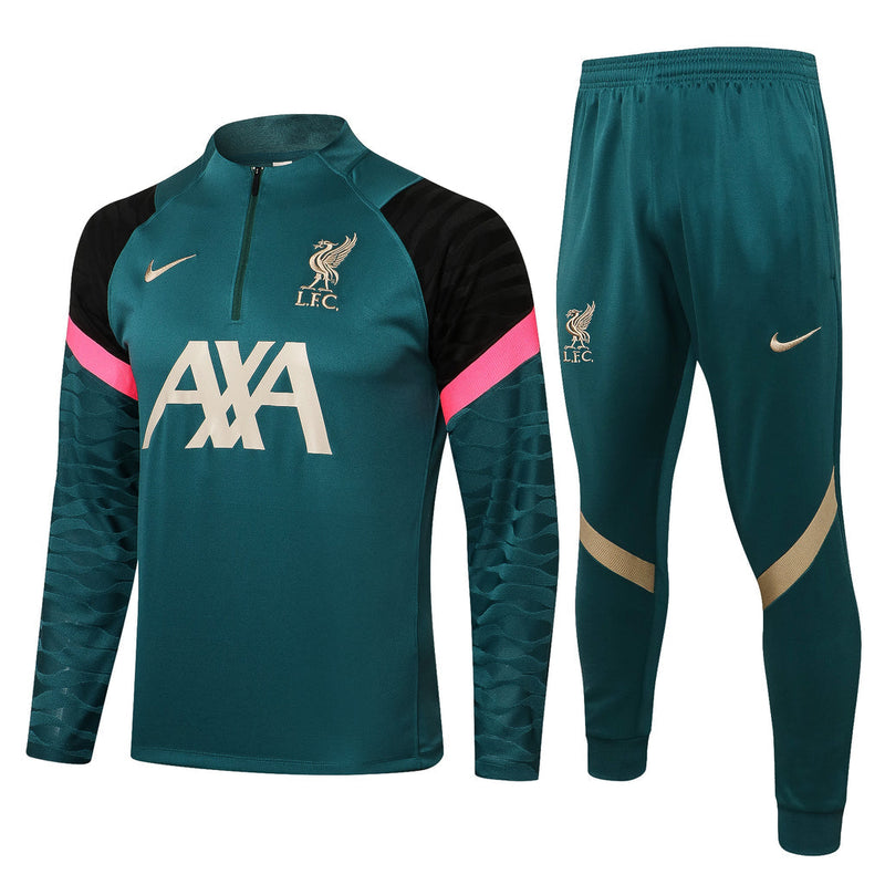 Liverpool 21/22 Tracksuit Green With Zip