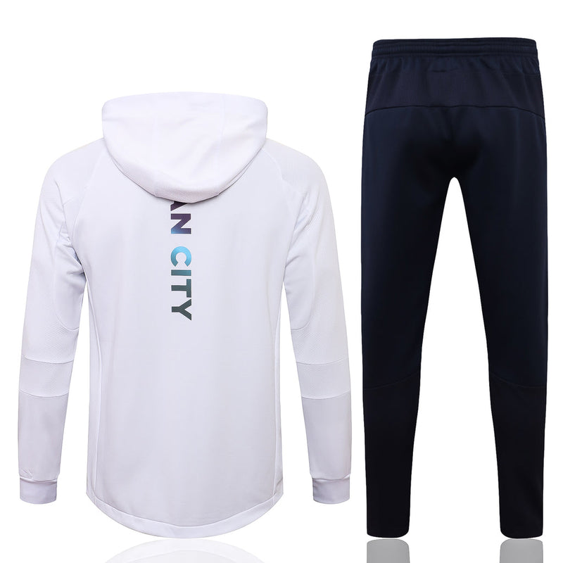 Manchester City 21/22 Tracksuit White With Hood