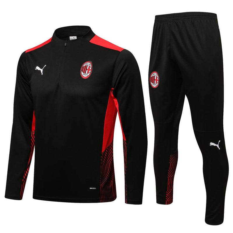 AC Milan 21/22 Tracksuit Black With Zipper
