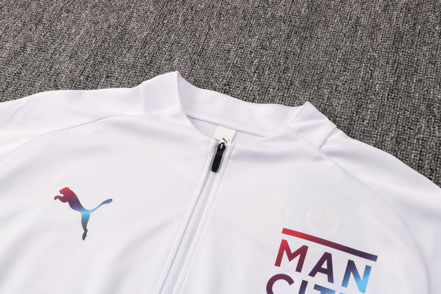 Manchester City 21/22 Tracksuit White With Zipper