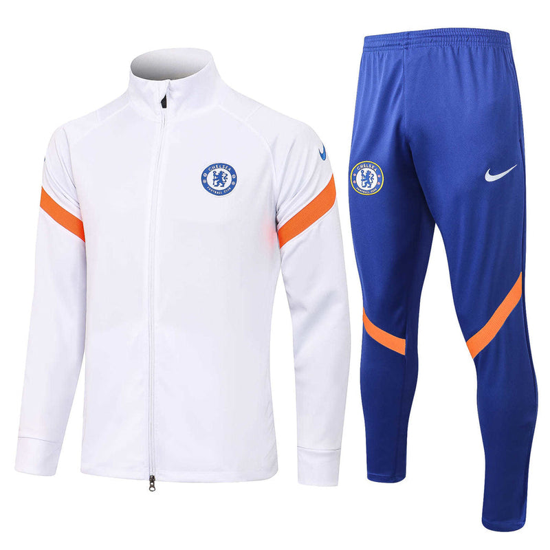 Chelsea 21/22 Tracksuit White and Blue With Zip