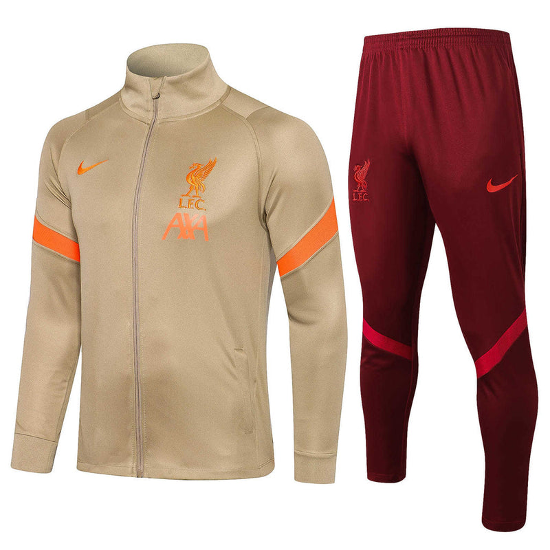 Liverpool 21/22 Tracksuit Beige and Red With Zip