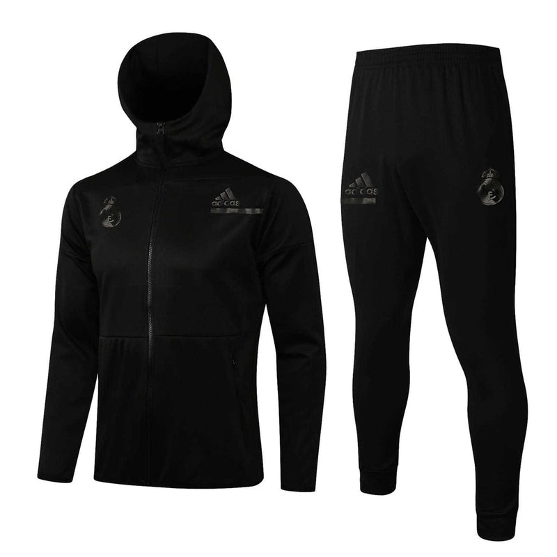 Real Madrid 21/22 Tracksuit Black With Zip and Hood